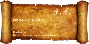 Aszódy Andor névjegykártya