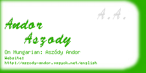 andor aszody business card