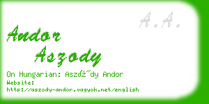 andor aszody business card